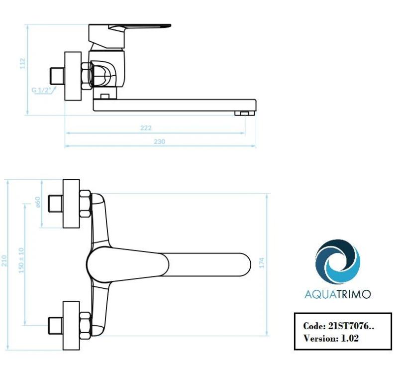 AquaTrimo Schubert yksikahvainen keittiön seinähana kromi 21ST7076CM