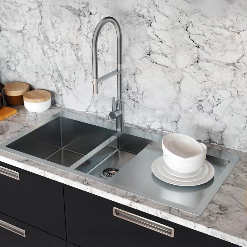 Ausmann Oder Blue 1,5 ruostumaton teräs pesuallas 78x50cm taso- ja päälliasennus kuivausosalla 1208957126