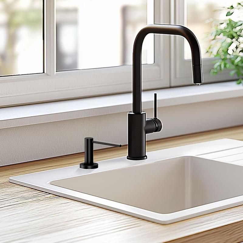 Quadri Swindon Luxe Upotettava Saippua-annostelija mattamusta ylhäältä täytettävä 1208957213