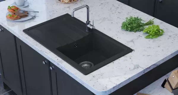 GraniteMy Smart extra matala graniitti päälle asennettava musta pesuallas 76x44cm valutusalueella käännettävä 1208957353