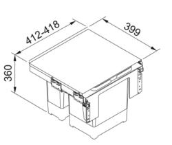 Franke Sorter Garbo 45-2 sisäänrakennettu jätteidenlajittelujärjestelmä 1 x 12 ja 1 x 18 litran jäteastia 1210200692