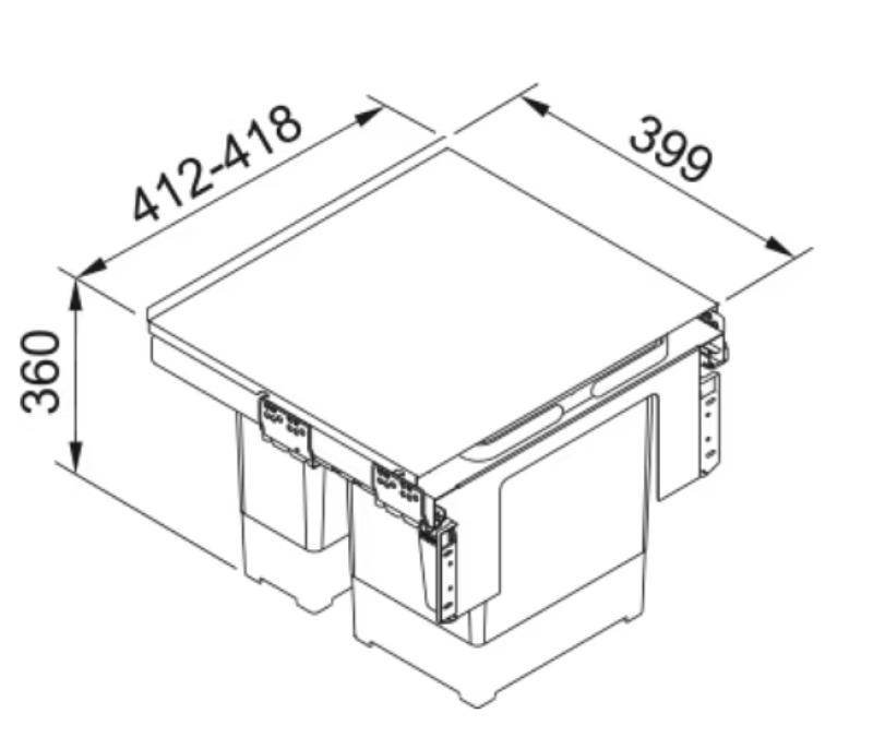 Franke Sorter Garbo 45-2 sisäänrakennettu jätteidenlajittelujärjestelmä 1 x 12 ja 1 x 18 litran jäteastia 1210200692