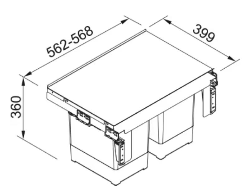 Franke Sorter Garbo 60-2 sisäänrakennettu jätejärjestelmä 2 x 18 litran jäteastia 1210284027
