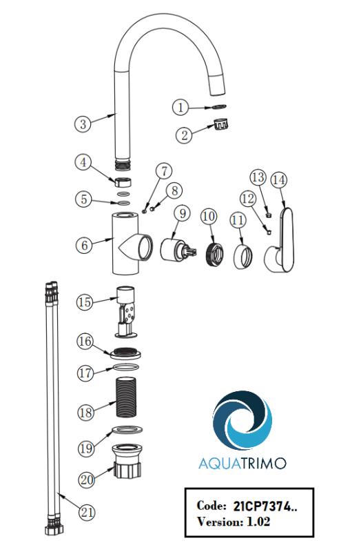 AquaTrimo Chopin yksikahvainen keittiöhana mattamusta 21CP7374SW