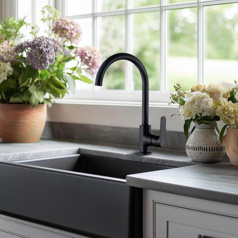 AquaTrimo Chopin yksikahvainen keittiöhana mattamusta 21CP7374SW