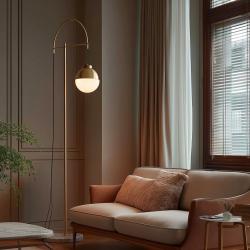 Decor Abies messinkinen kultainen lattiavalaisin mustalla marmorijalalla 7573