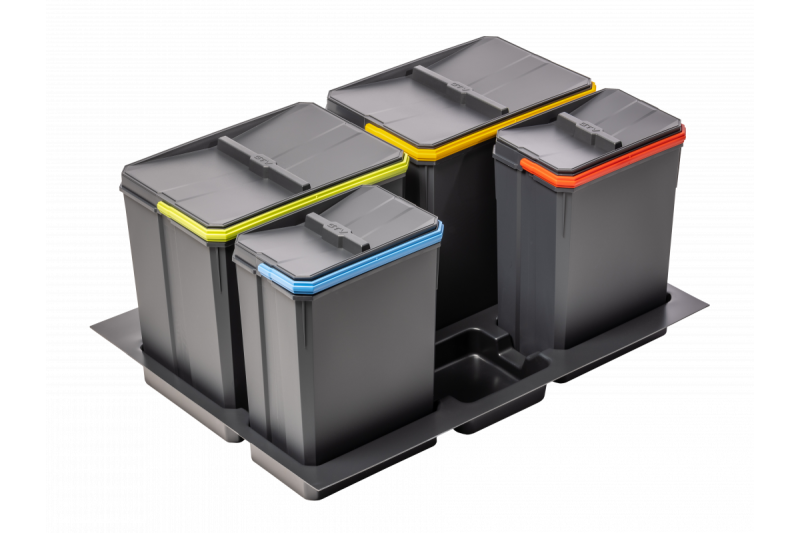 Garbi Basket B-70-4 sorteersysteem voor afval voor lade van 70 cm incl. houder en 4 afvalbakken 1208957476