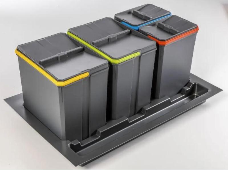 Garbi Basket B-80-4 jätteiden lajittelujärjestelmä 80 cm laatikkoon, sisältää pidikkeen ja 4 jäteastiaa 1208957477