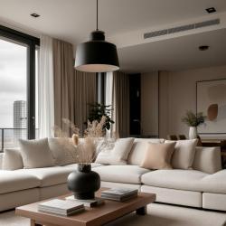 Decor Margus matta musta metallinen riippuvalaisin, jossa on puinen lisäosa 2911