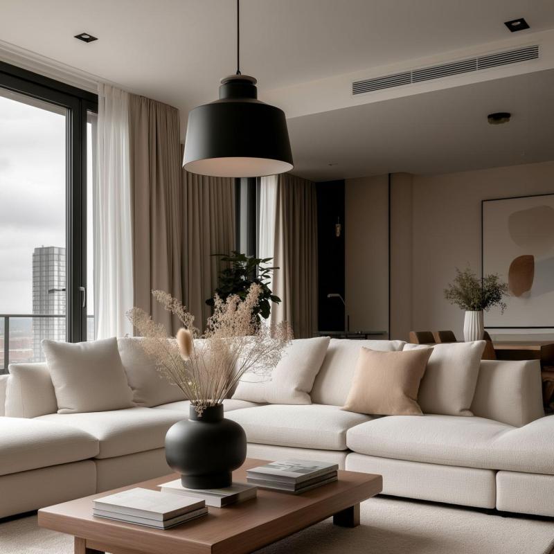 Decor Margus matta musta metallinen riippuvalaisin, jossa on puinen lisäosa 2911