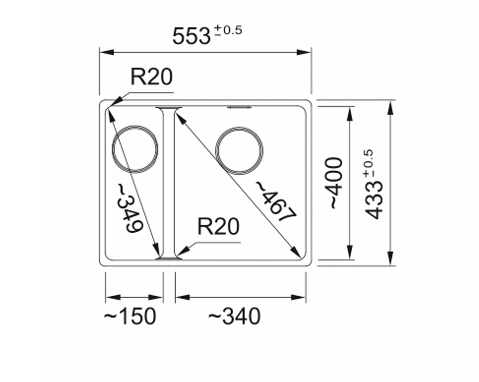 Franke Maris MRG 260-34-15 Fragranite Matt musta pesuallas Oikea tasoasu.