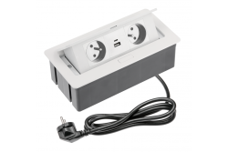 Indux Flip Medium -keittiön pistorasia, jossa on maadoitus, työtasossa tai yläkaapissa, valkoinen, 2 pistorasiaa ja 2 USB-laturia 1208957849