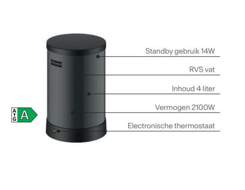 Franke Maris waterhub 4L boiler 3-1 kosketuselektronisella kuumavesihanalla mattamusta, jossa on ohitusventtiili 1208957950
