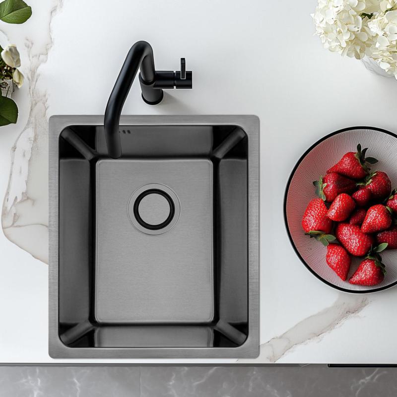 Aquadesign R25 teräs yläpuolinen, alapuolinen ja tasoon upotettava pesuallas gun metal 34x40cm 1208958205