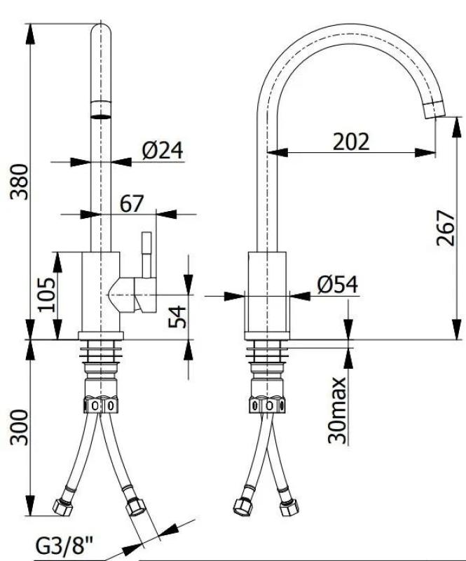 Ausmann Inox Round keittiöhana kääntyvällä juoksuputkella kokonaan ruostumatonta terästä 1208958308