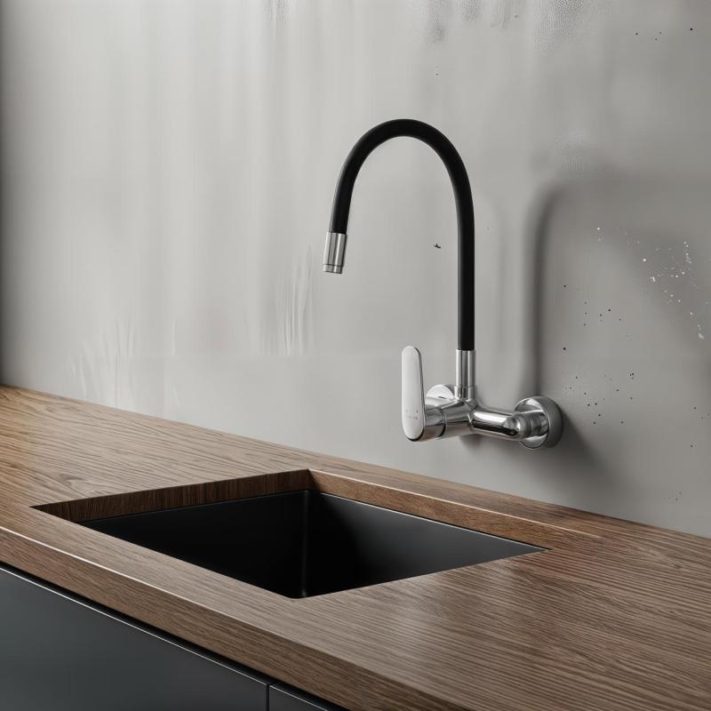 Aquatrimo Chopin seinäsekoitin kromi korkealla joustavalla ulostulolla 21CP8462CM