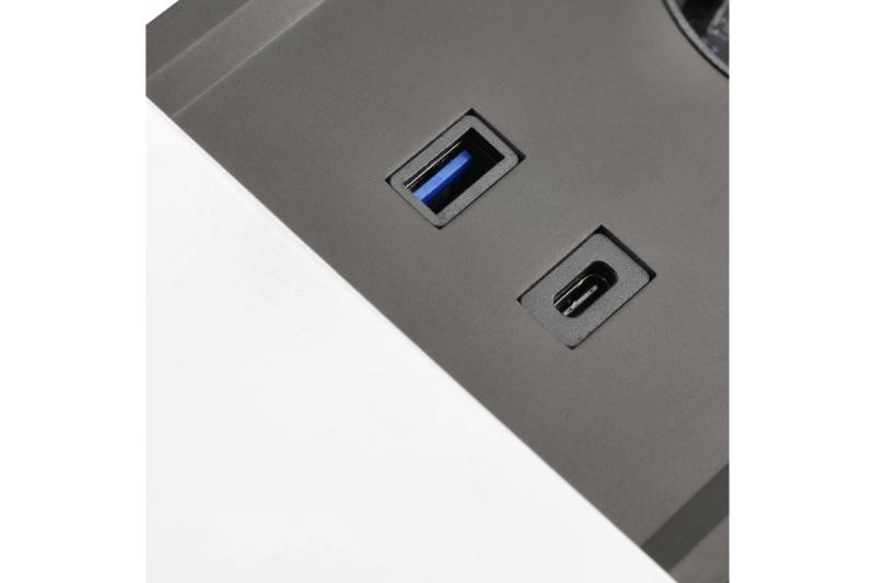 PRESTINO upotettava pöytäjatkojohto, 2x schuko-pistorasia, USB A+C, RJ45, HDMI, kaapeli 1.5m, hopea 1208958676