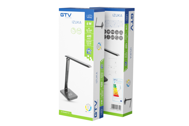 Decor IZUKA LED desk lamp 6W 400lm AC220-240V 50/60Hz CCT inductive charger black 1208962497