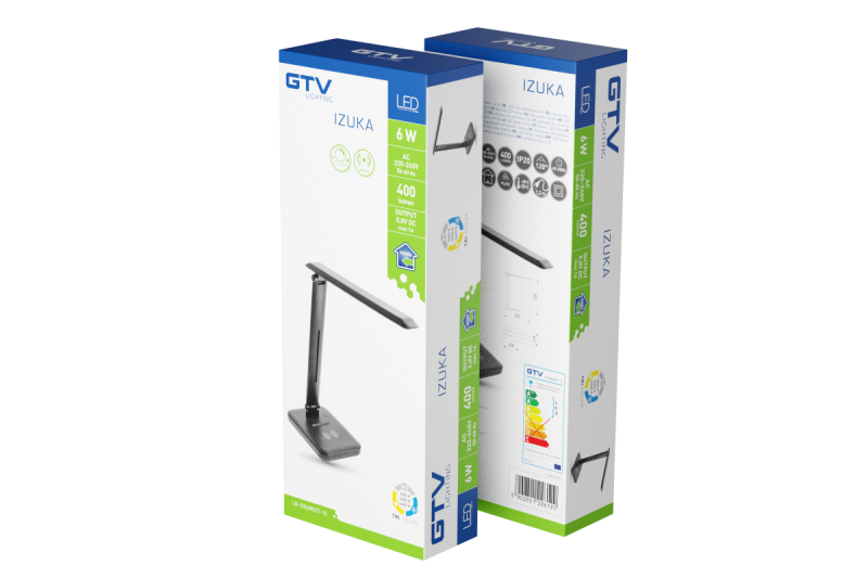 Decor IZUKA LED desk lamp 6W 400lm AC220-240V 50/60Hz CCT inductive charger black 1208962497