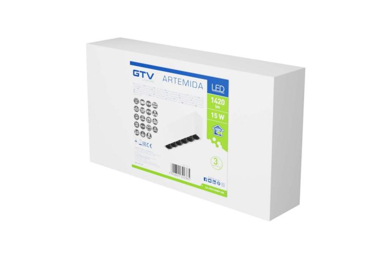 Dekoratiivinen LED-valaisin ARTEMIDA 15W 1420lm AC220-240V 50/60 Hz PF>0,9 Ra≥80 IP20 IK08 4000K 38° suorakulmainen valkoinen. 1208962639