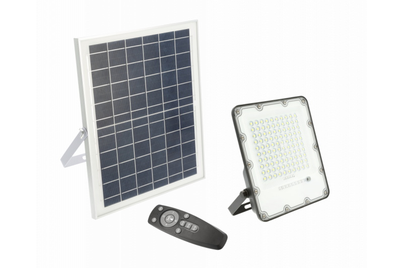 Solar LED-tulvavalo BRAVOS, 100W, 1000lm, 6400K, IP65, 120°, aurinkopaneeli, kaukosäädin, 3y 1208962681