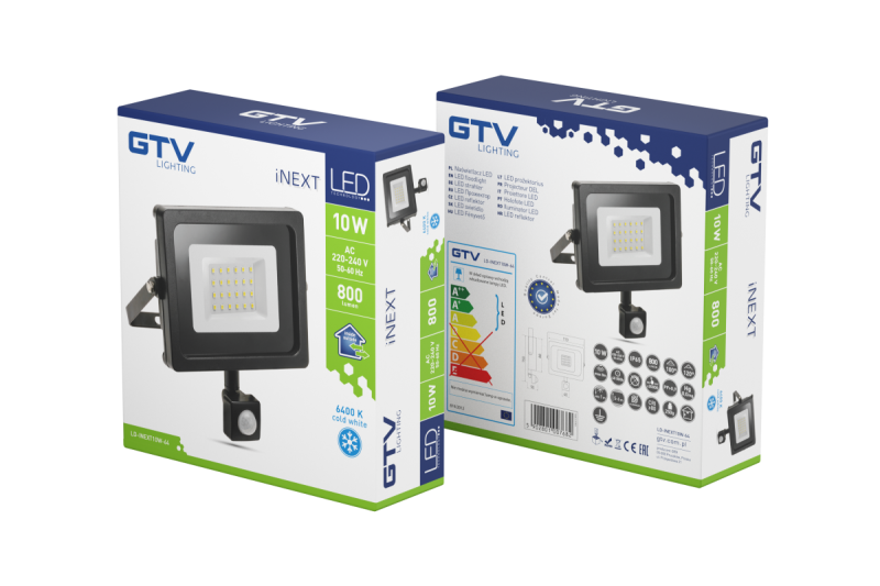 Tulvavalo INEXT LED-liiketunnistimella, 10W, 800lm, AC220-240V, 50/60 Hz, PF> 0.9, RA> 80, IP65, 120 1208962858