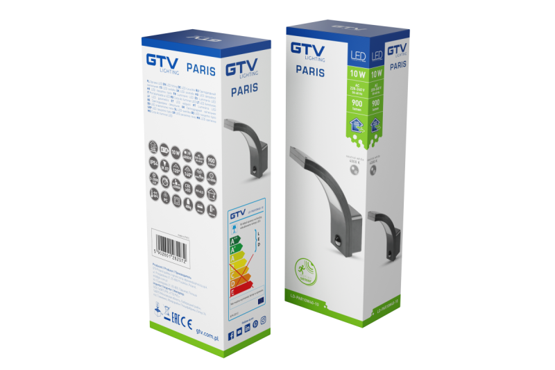 Decor Armatuur PARIS LED liiketunnistimella 10W 900lm IP54 AC220-240V 50/60Hz 140° 9m 4000K musta. 1208963096