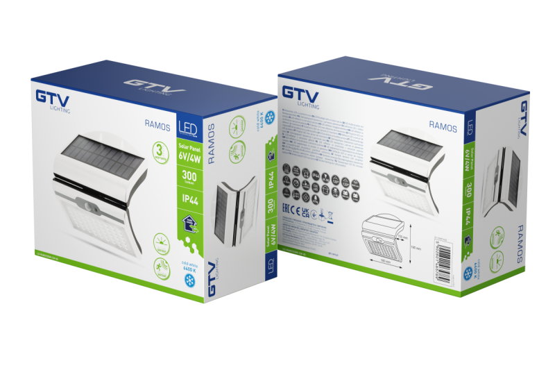 RAMOS Solar Facade -valaisin Liike-/hämärätunnistimella, 50W, 300lm, 3,7V 1800mAh, IP44, 6000K, valkoinen 1208963114