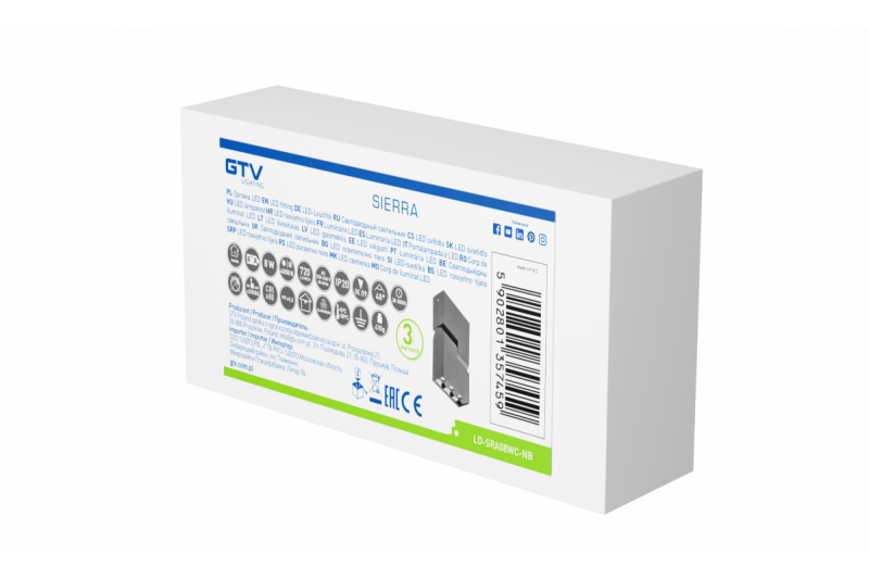 Decoreer LED-armatuur SIERRA 8W 720lm AC220-240V 50/60 Hz PF>0,5 Ra≥80 IP20 IK08 4000K 48° musta. 1208963166