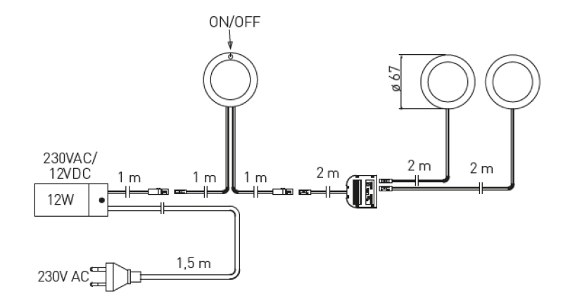 Decor cucina Keittiön valaistussarja, jossa on 3 valaisinta ja kytkin, lämmin valkoinen valaistus 1208963267