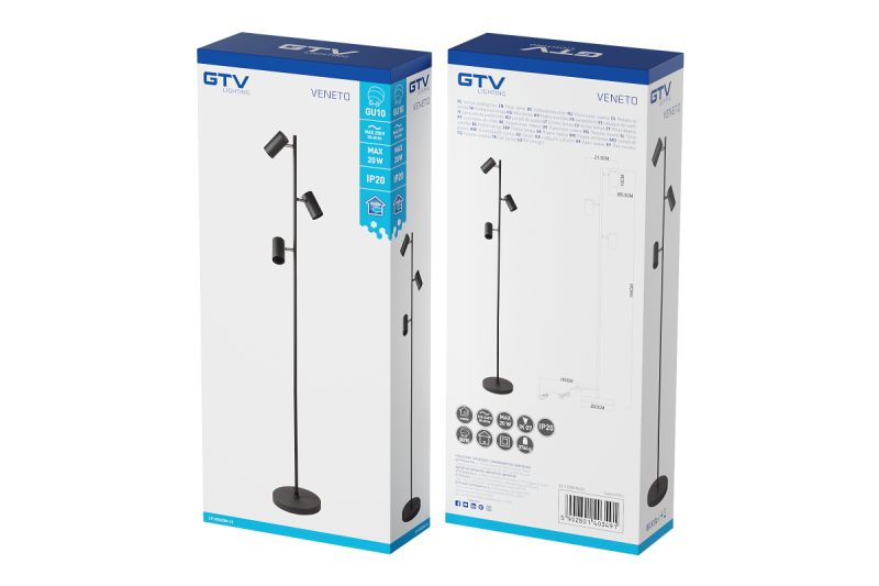 Decor Lattiavalaisin VENETO IP20 max. 20W 3 x GU10 musta 1208963349