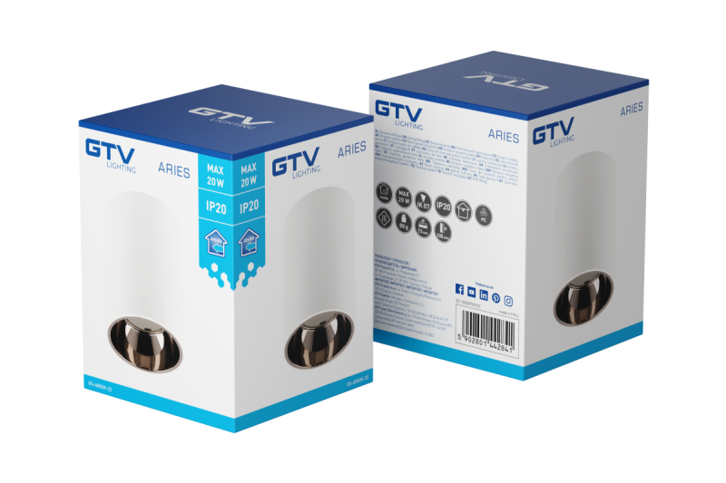 Decor Ceiling luminaire ARIES PC 73x105mm IP20 max 20W round white/black chrome 1208963820