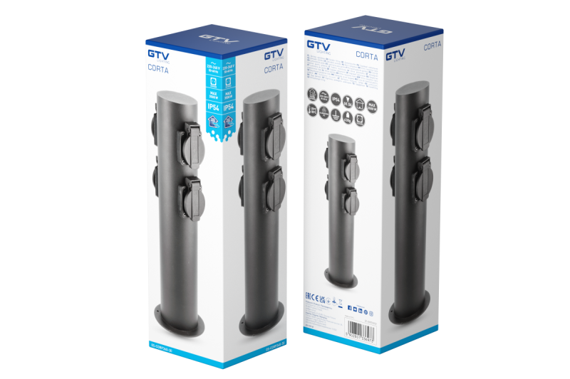 Sier Tuinpaal CORTA-P 36 IP54 AC220-240V 50-60Hz 4*Schuko pistorasia max. 3500W pylväs grafiitti. 1208963859