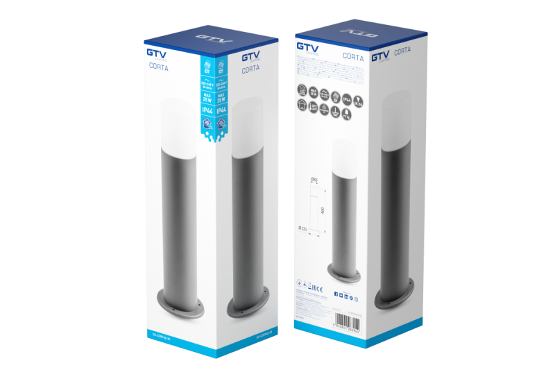 Decoreer Tuinarmatuur CORTA-P 40 E27 MAX.25W IP44 AC220-240V 50-60Hz paal antrasiitti. 1208963860