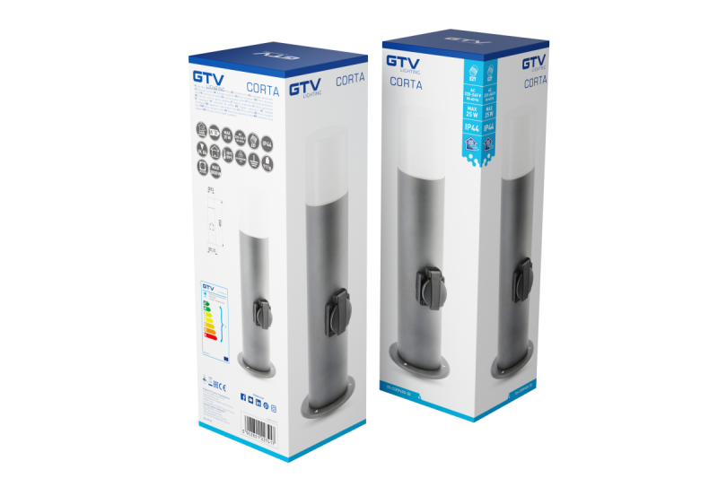 Decor CORTA-P 40 puutarhavalaisin E27 MAX.25W IP44 AC220-240V 50-60Hz pistorasia max. 3000W pylväs grafiitti. 1208963861