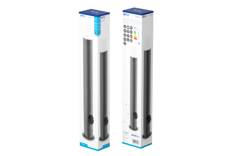 Decor CORTA-P 80 puutarhavalo E27 MAX.25W IP44 AC220-240V 50-60Hz pistorasia max. 3000W pylväs grafiitti. 1208963864