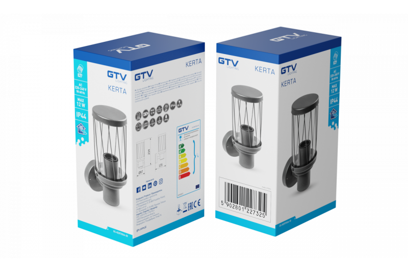 Decor KERTA-A garden light E27 MAX.12W IP44 AC220-240V 50-60Hz simple wall lamp top graphite 1208963906