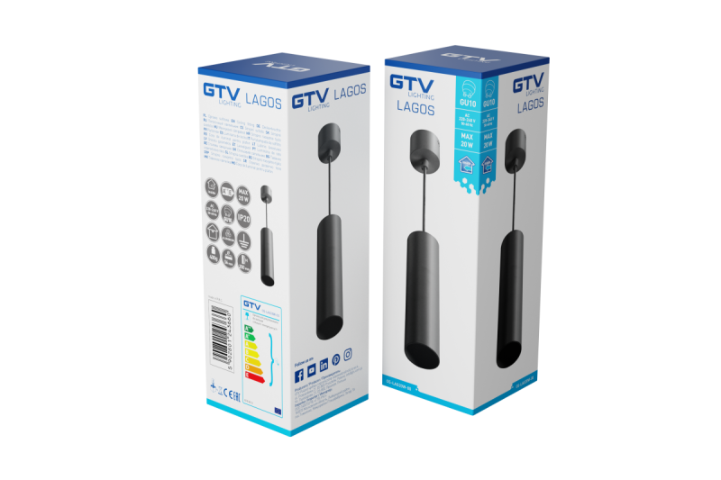 Decor Ripustettu valaisin LAGOS GU10 alumiini IP20 max. 20W musta 1208963909