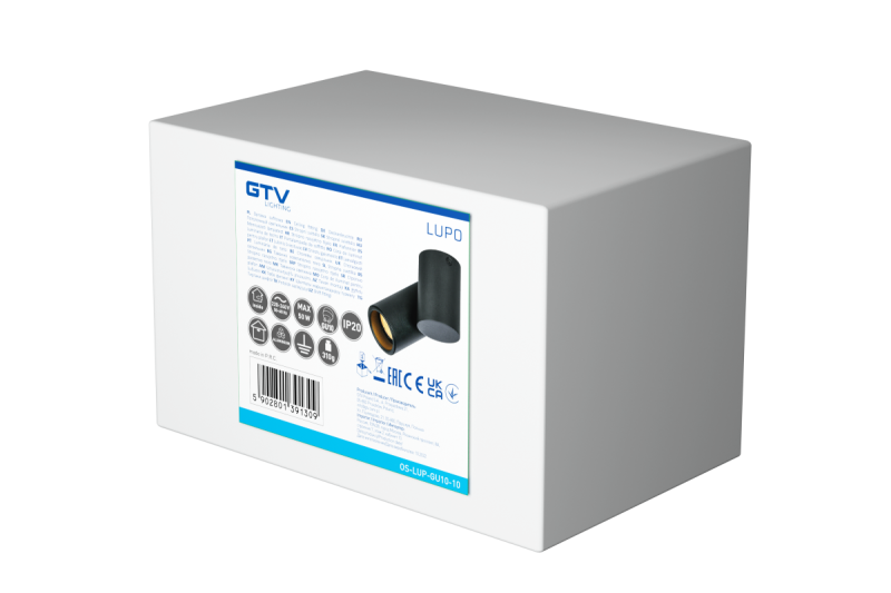 Decor Ceiling luminaire LUPO aluminum 11.6x5.6x11.5 IP20 1*GU10 max. 50W round black 1208963928