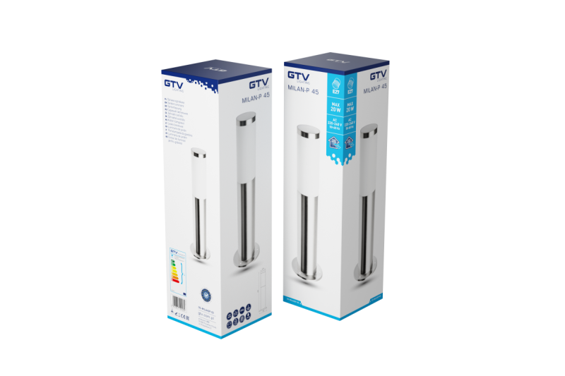 Decoratieve Tuinverlichting MILAN-P 45 E27 MAX.40W IP44 AC220-240V 50-60Hz paal inox. 1208963944