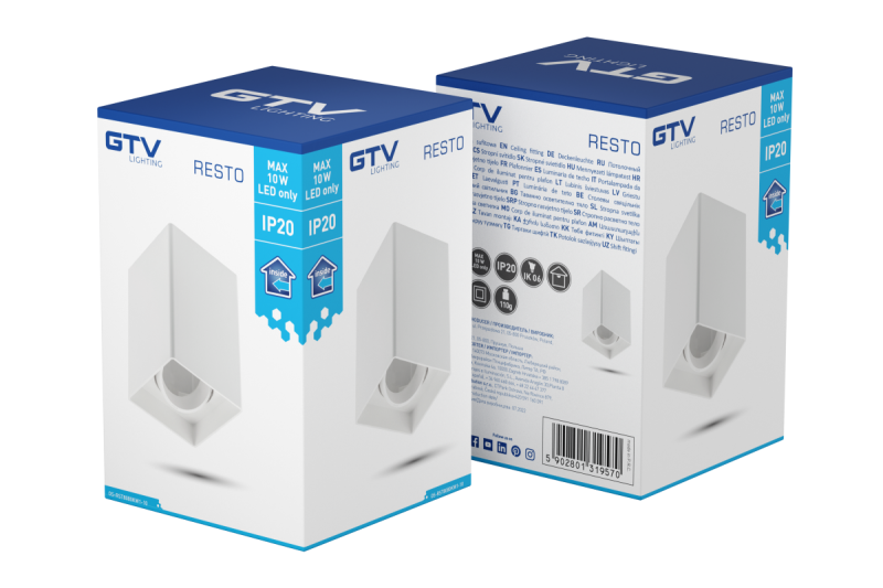 Decor Ceiling light fixture RESTO PC 80x80x125mm IP20 max 20W square white 1208963988