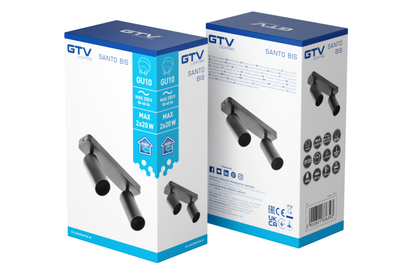 Decor Ceiling luminaire SANTO BIS aluminium IP20 max. 20W*2 double round black 1208963999