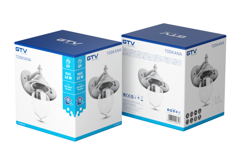 Decor Tuinverlichting TOSKANA-AD E27 MAX.60W IP54 AC220-240V 50-60Hz yksinkertainen seinävalaisin harmaa. 1208964027