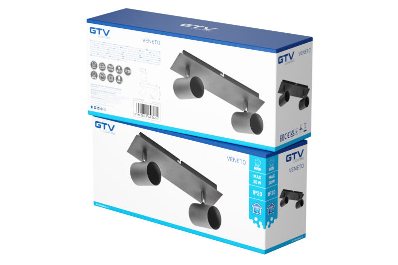 Decor Ceiling luminaire VENETO IP20 max. 20W 2 x GU10 round black 1208964038