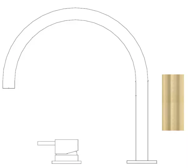 Waterevolution Flow 2-gats wastafelkraan geborsteld licht goud T1121UWGE