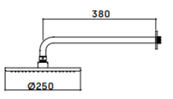 Waterevolution Flow sadesuihku 250mm seinäasennuksella PVD Gun Metal T164125GME