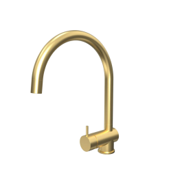 Waterevolution Flow keukenkraan PVD Geborsteld Light Gold met uittrekbare uitloop T155WGE