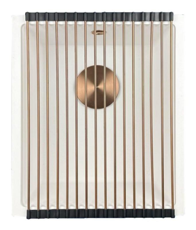 GraniteMy Universele granieten witte gootsteen 34x40 cm wit, opbouw, onderbouw en vlakbouw met koperen plug 1208967148