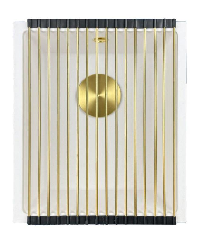 GraniteMy Universal graniittinen valkoinen pesuallas 34x40 cm valkoinen, asennustavat: päälle asennettava, alta asennettava ja tasoon asennettava, kultainen tulppa 1208967149