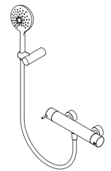 Waterevolution Flow suihkutermostaatti pyöreällä mustalla suihkusetillä T140TNRPR